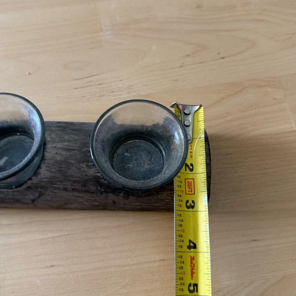 Rustic Reclaimed‎ Wood Triple Tealight Candle Holders Set of 2 Farmhouse Decor
